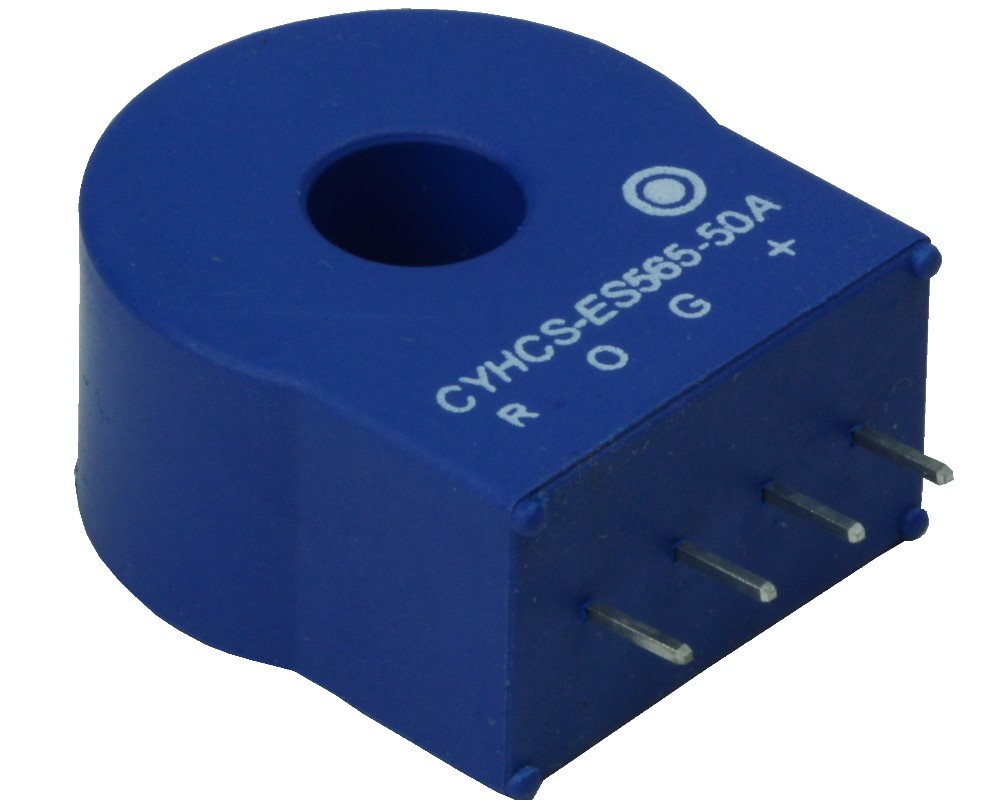 Hall Effekt AC/DC Stromsensor mit geschlossener Kreisstruktur CYHCS-ES565, Ausgangssignal:  +2.5 V DC ±0.625 V AC/DC, Versorgungsspannung: +5 V DC, Fenster: Ø 8.5 mm