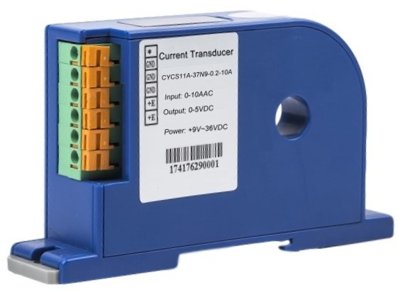 AC Stromsensor CYCS11A-37N9, Ausgangssignal: 0-5 V DC, Versorgungsspannung: +9 V ~ +36 V DC, Fenster: Ø 9 mm