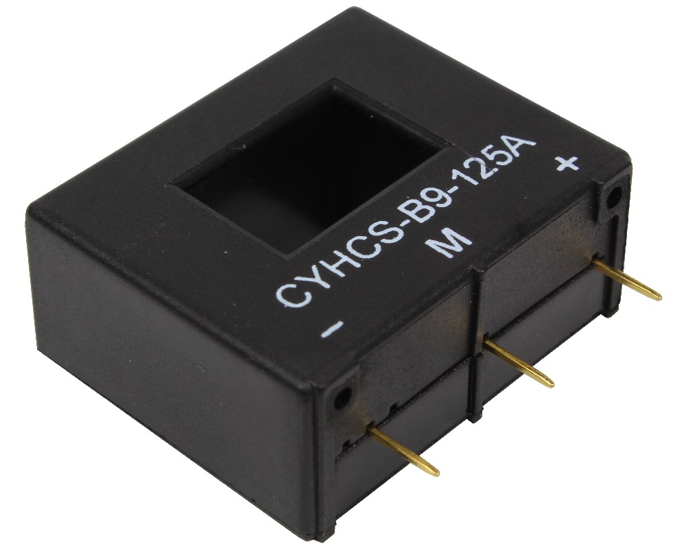Hall-Effekt AC/DC Stromsensor mit geschlossener Kreisstruktur CYHCS-B9, Ausgangssignal: 100 mA / 125 mA AC/DC, Versorgungsspannung: ±15 V DC, Fenster: 15.2 x 10.2 mm