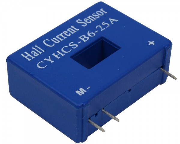 Closed Loop Hall Effect AC/DC Current Sensor CYHCS-B6, Output: 25 mA / 50 mA AC/DC, Power Supply: ±12 V ~ ±15 V DC, Window: 12.7 x 7 mm
