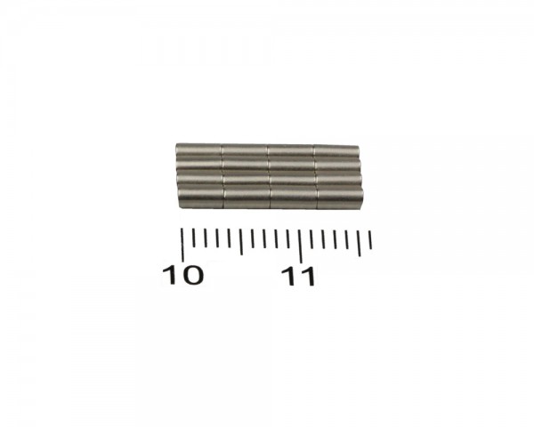 NdFeB Zylindermagnete, Maße: Ø 2 x L (zahlreiche Längen), Materialgrad: N38